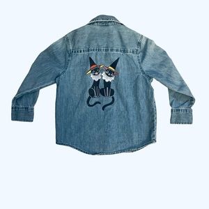 Kids Sz:XS (6/7) Denim Shirt Embellished Halloween.